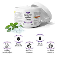 TriOn Pharma Aqueous Cream with Menthol 2% - 500g | Cooling Emollient for Softening & Soothing Skin | External Skin Cleansing Agent