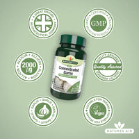 Natures Aid Concentrated Garlic 2000µg - 90 Tablets - High Strength Cold Pressed Allicin & Aliin Supplement - Support Heart Health & Circulation - Vegan Vegetarian Gluten Free Not Capsules or Gummies