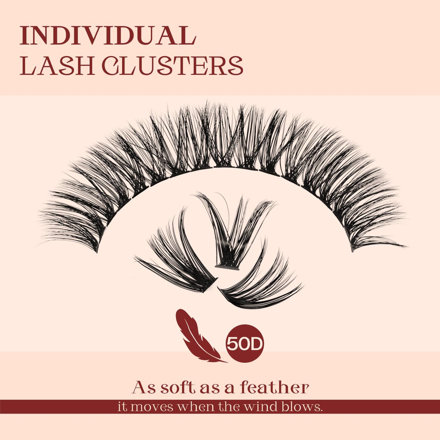 Higu clace Individual Lashes Cluster 320pcs, D curl Lash Clusters 50D DIY Individual Eyelashes 12-18mm Mixed,Wispy Lash Extension Clusters Reusable False Lashes Clusters(50D Dcurl 12-18mm)