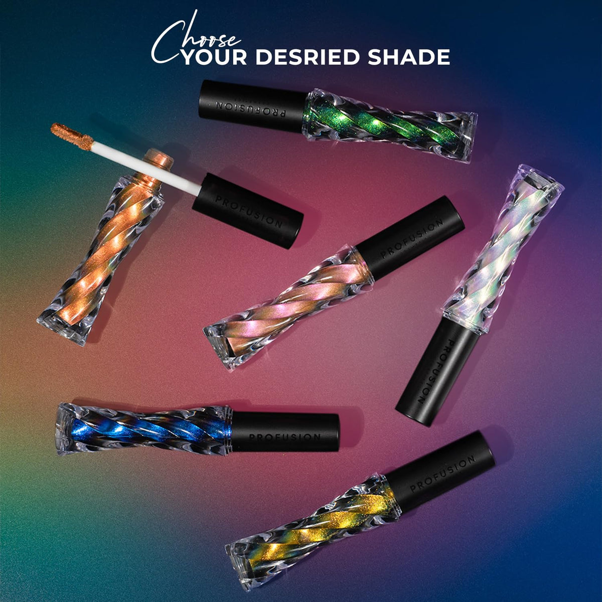 Profusion Cosmetics Prismatic Chrome 6 Shades Liquid Eyeshadow, Glam Up Your Look and Get Stunning Shades Inside, Stand Out All Day and Shine with Premium Beauty Tools