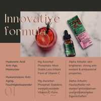 DERMASUN 20% Liposomal Vitamin C (Magnesium Ascorbyl Phosphate) + 1% Arbutin & 1.5% Hyaluronic Acid Moisturising Cream Eye & Face Serum - Anti-Ageing Fatigue Against Stains, Wrinkles & Dark Circles