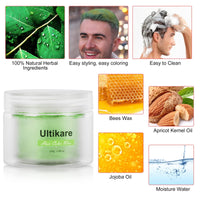 Hair Colour Wax, Ultikare Temporary Color Hair Dye, Instant Hair Dye Wax Mud Washable Natural Hairstyle Color Pomade,Styling Hair Clays for Men Women Party, Cosplay & Halloween 3.4 Fl Oz (Green)
