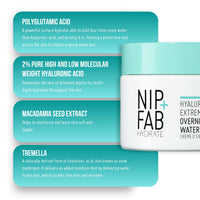 Nip+Fab Hyaluronic Fix Extreme4 Overnight Bounce Water Cream 2% 50 ml, Hydrating, Smooths Pores, Fine Lines and Wrinkles, Prevents Moisture Loss