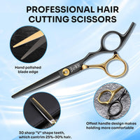 JeWR Hairdressing Scissors, 15 Pcs Thinning Scissor Kit, Professional Hairdressing Scissors Kit with Protective Case, Extra Sharp and Precise for Hair and Beard for Hairdresser/Hairdresser/Beard