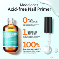 Modelones 15ml Professional Natural Nail Bond Primer, Acid-Free Nail Primer, Superior Bonding Primer 1pcs for Gel Nail Polish, Adhesives U V Gel Polish Tips U V Gel System Manicure Tips Functional Use