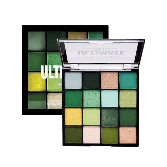 QUIWEN Green Eyeshadow Palette, 16 Colour Glitter Matte Eye Shadow Pallets For Women, Highly Pigmented Green Forest Eyeshadow Make Up Palettes Long Lasting Waterproof Dark,Yellow,Green,Cyan Eye Pallet