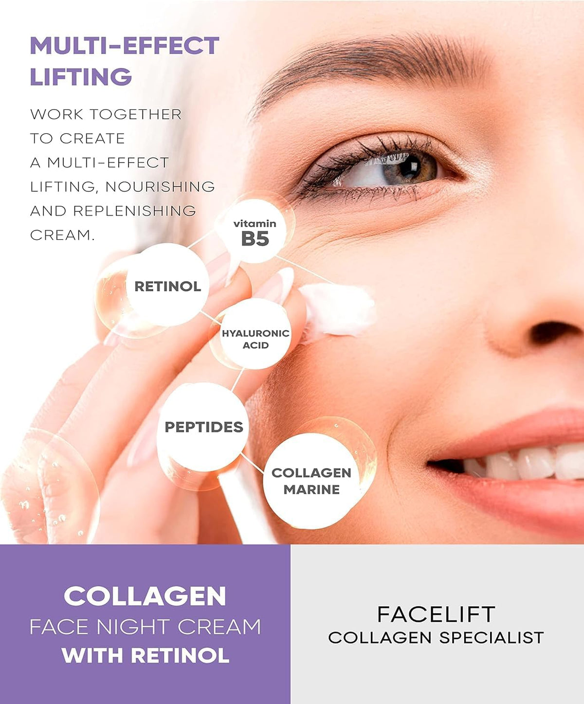 PERFECT LOOK LONDON Perfect Look London Collagen Specialist Night Face Cream with 0.3% Retinol, Collagen Marine, Peptide, Hyaluronic Acid and Vitamin B5, Firm and Tone, Anti Wrinkle Cream 50ml