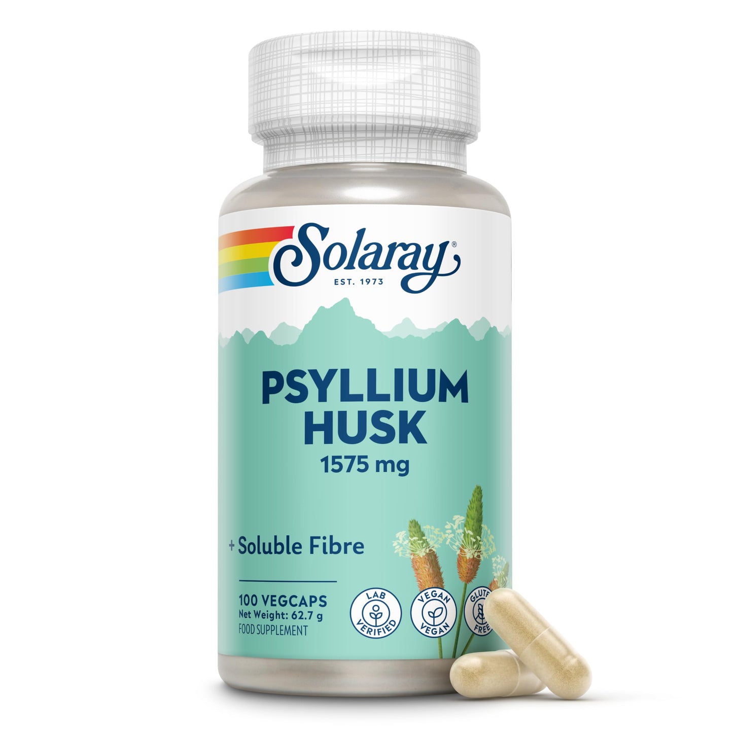SOLARAY Solaray Psyllium Husk 1575mg - 100 Vegan Capsules