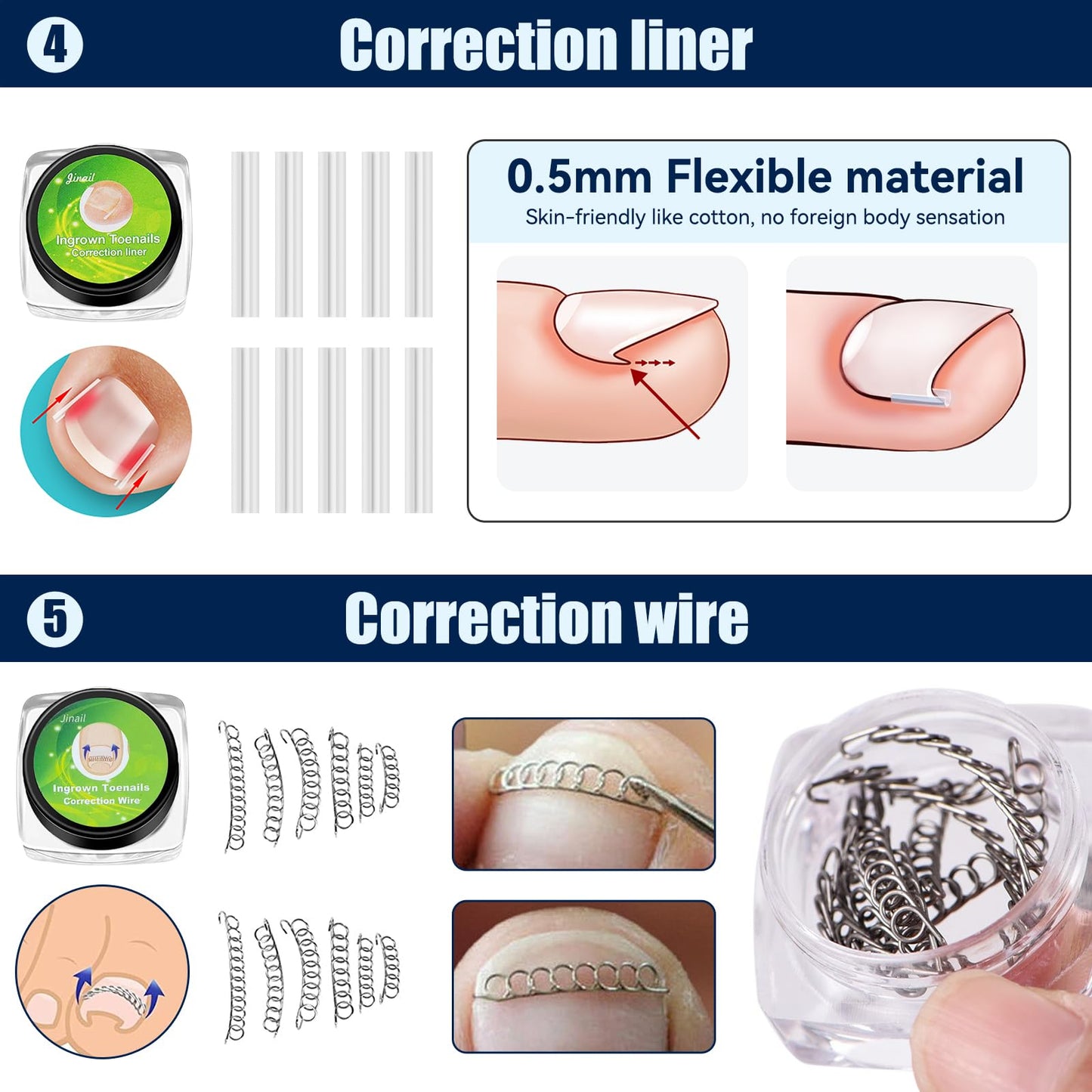 BQMEZRNUS Ingrown Toenail Removal Kit Ingrown Toenail Treatment Tool Kit Ingrown Toenail Corrector Tools with Toenail Braces, Podiatry Tools, Ingrown Toenail Corrector Strips and Patch for Toe Pain Relief