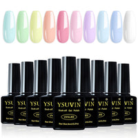 Yueshop 10pcs x 8ml Nail Gel Polish Macaron Candy Pastel Series Set 10 Colors Blue Pink Green Yellow White Soak off UV/LED Gel Nail Polish Long Lasting Gel Varnish Manicure (Pastel Candy)