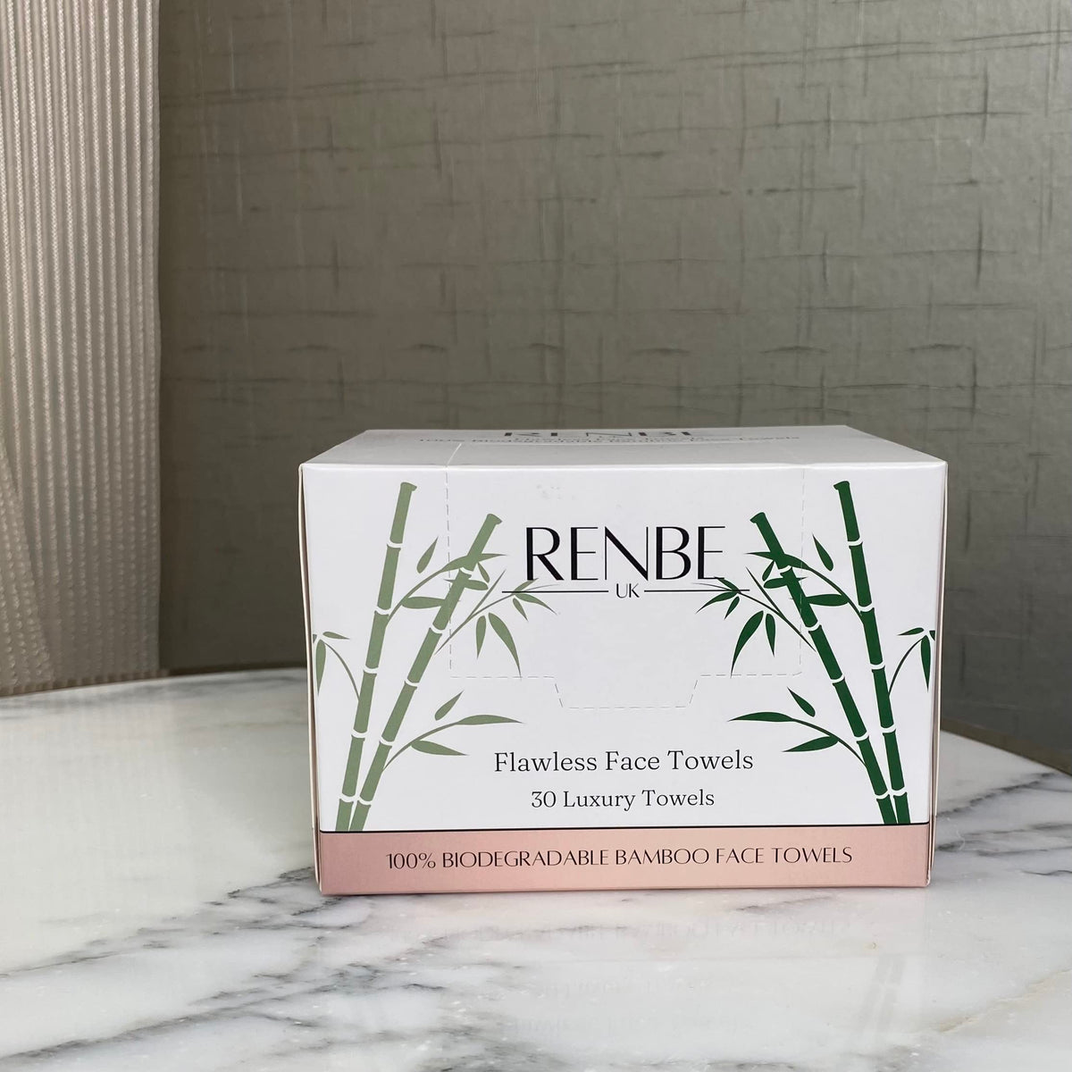 Renbe UK Flawless Face Towels 30 Count | Biodegradable Bamboo Disposable Face Towel 20×25cm | Ultra Soft Makeup Remover Dry Wipes | Lint-Free for Sensitive Skin