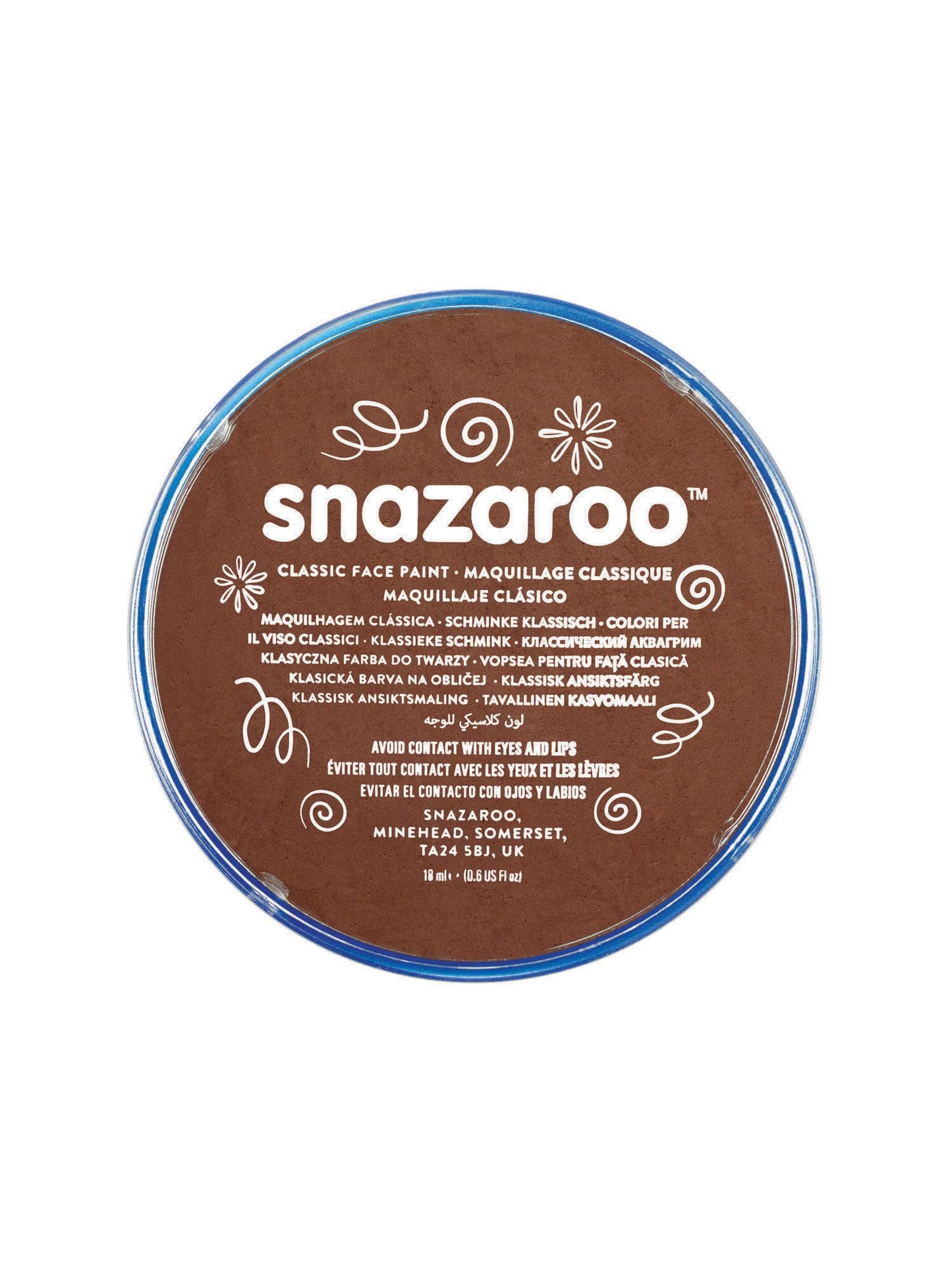 Snazaroo Light Brown Make-Up (18 ml) Pack of 5 - Classic Face Paint, Perfect for Parties, Cosplay, Animals Events, Carnival, Halloween, & More