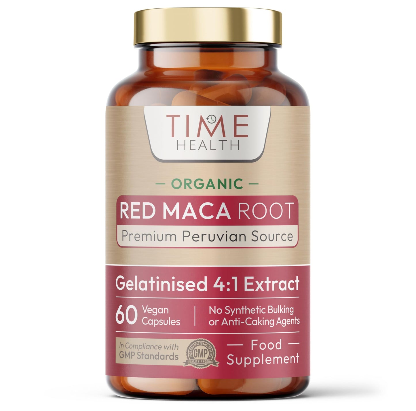 Time Health Organic Red Maca Root - 2000mg per Capsule - Peruvian Source - Gelatinized for Absorption - UK Manufactured - Pullulan (60 Capsule)