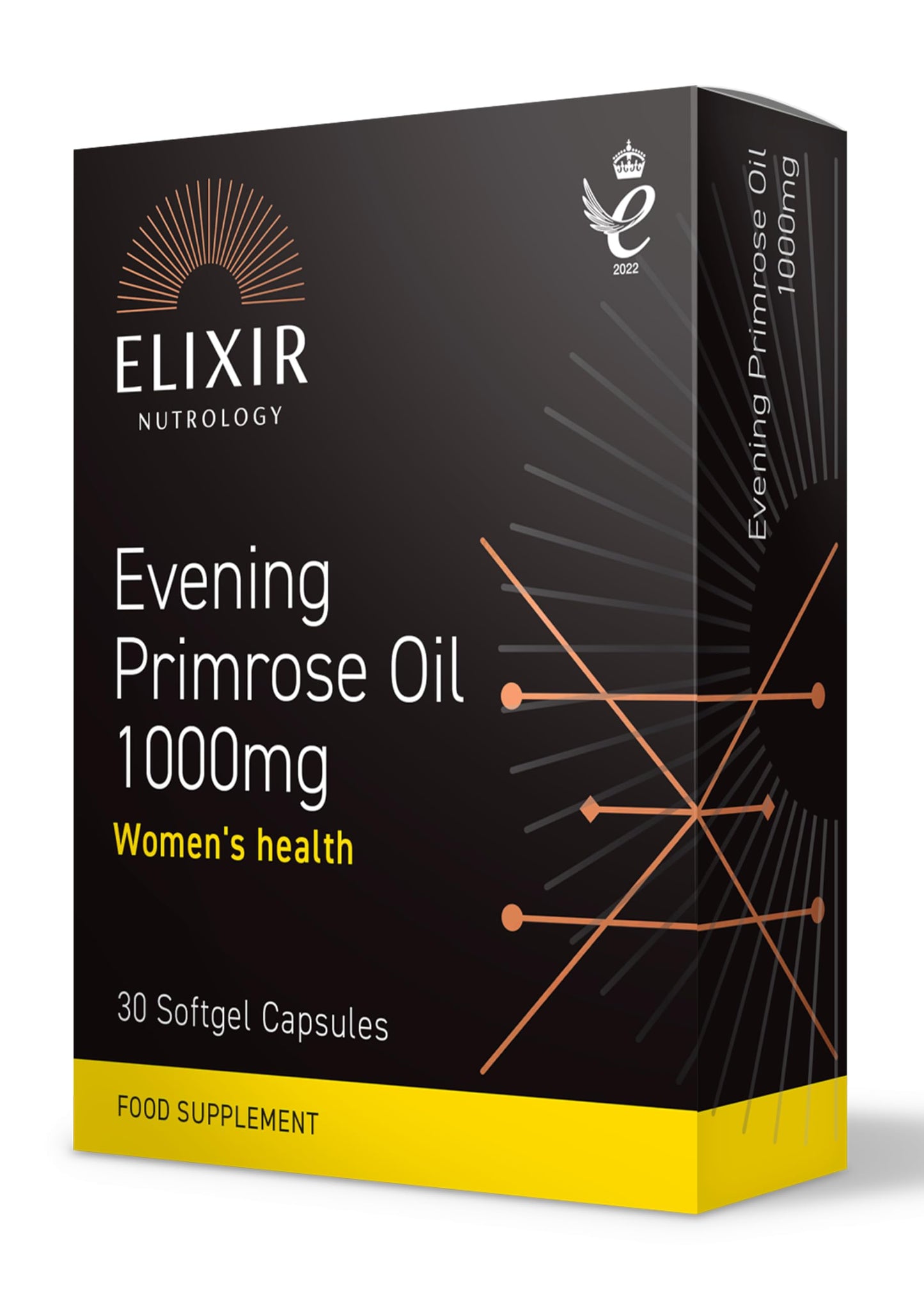 ELIXIR NUTROLOGY Evening Primrose Oil 1000mg 30 Capsules - Supports Women’s Health, Rich in Gamma-Linolenic Acid (GLA), with Vitamin E for Skin Health & Antioxidant Protection.