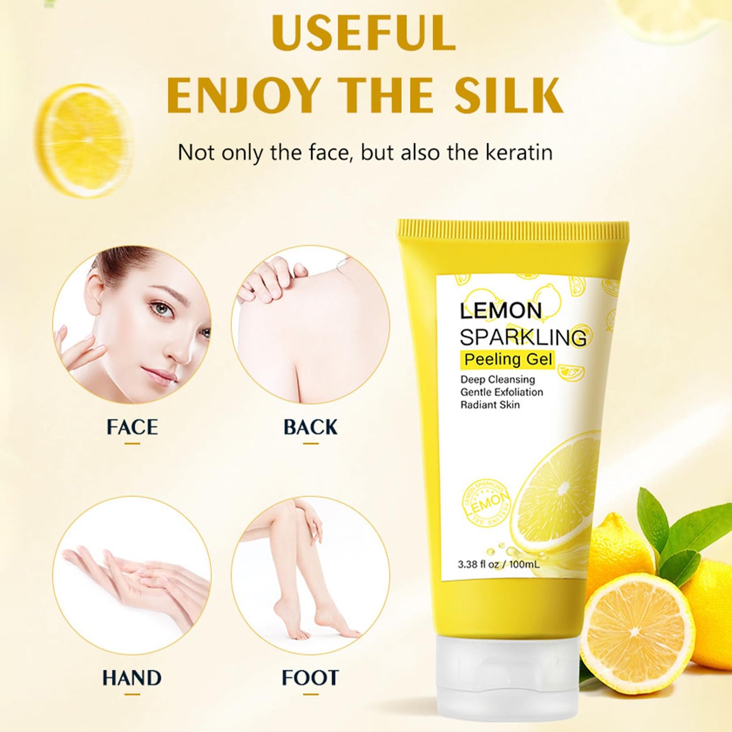 CTUBLIAUNX Facial Exfoliator, Vitamin C Exfoliating Gel, Lemon Peeling Gel Removes Dead Skin, Moisturizing Facial Scrubs Anti Pigmentation for All Body Parts
