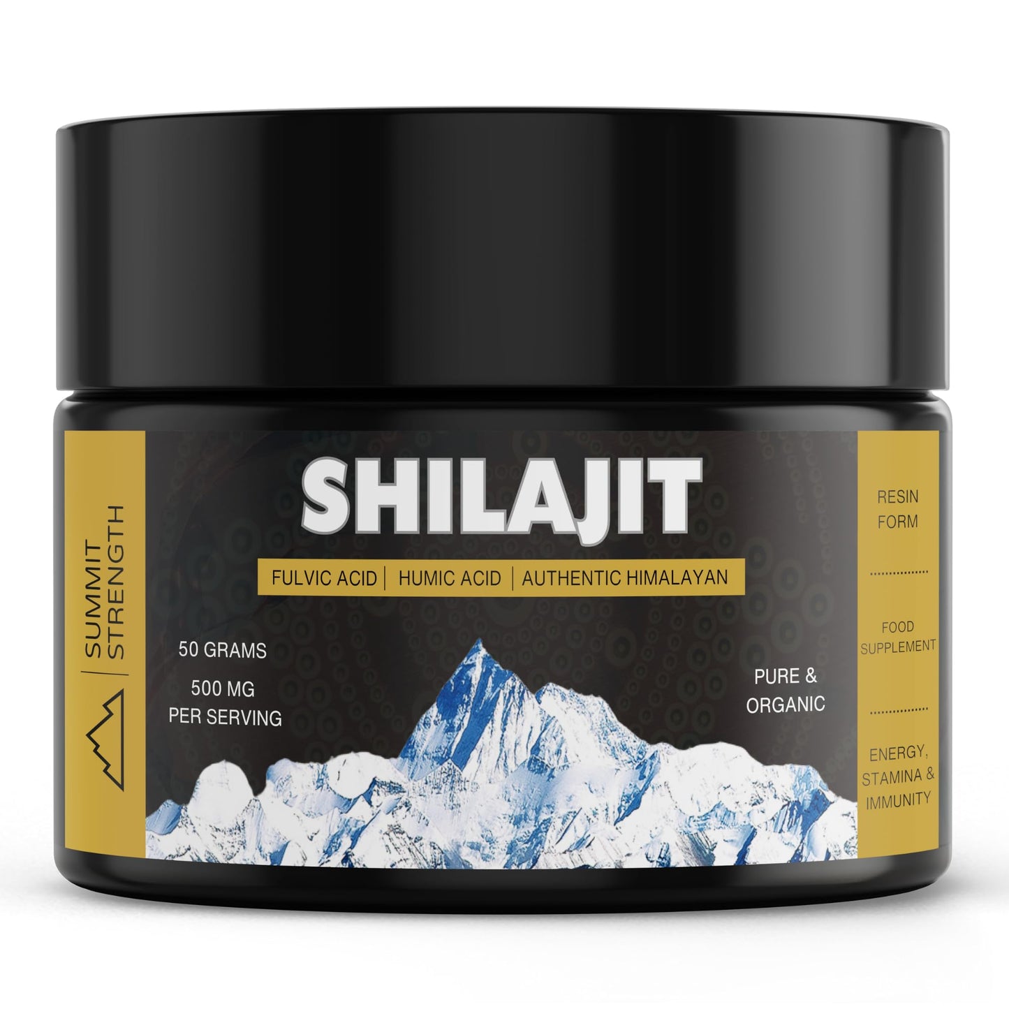 Summit Strength Shilajit Resin 50g, Authentic Himalayan Gold Grade, 100% Pure & Organic, 80% Fulvic Acid, 85+ Minerals & Ayurvedic Herbs, Supports Energy & Immune System, 500mg Per Serving