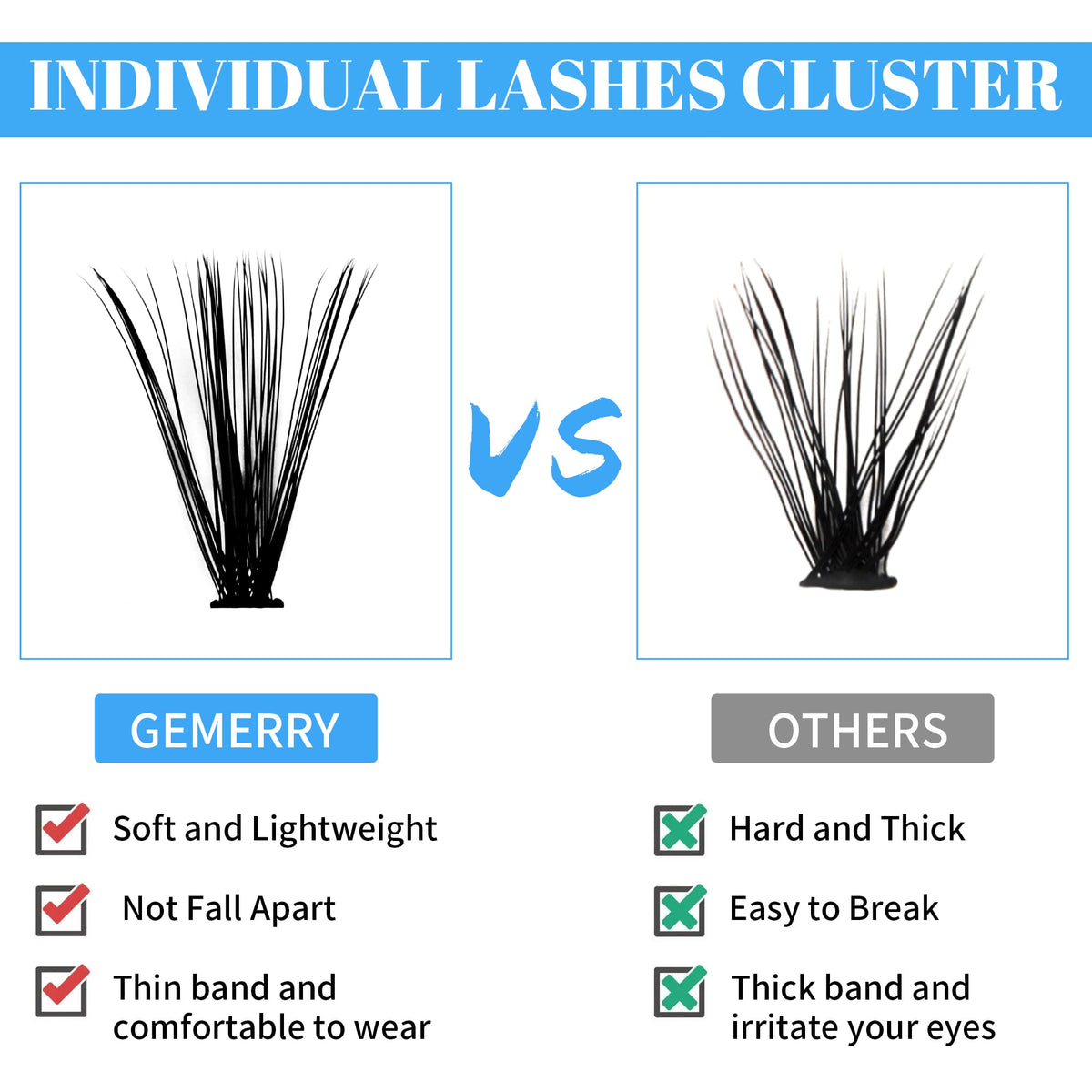 GEMERRY Individual Lashe 280pcs 0.07mm Lash Clusters 40D 8-16 MIX D Curl Cluster Lashes Soft Natural Individual Lashes Cluster Reusable DIY Eyelash Extensions(40D-D-0.07-8-16mm)