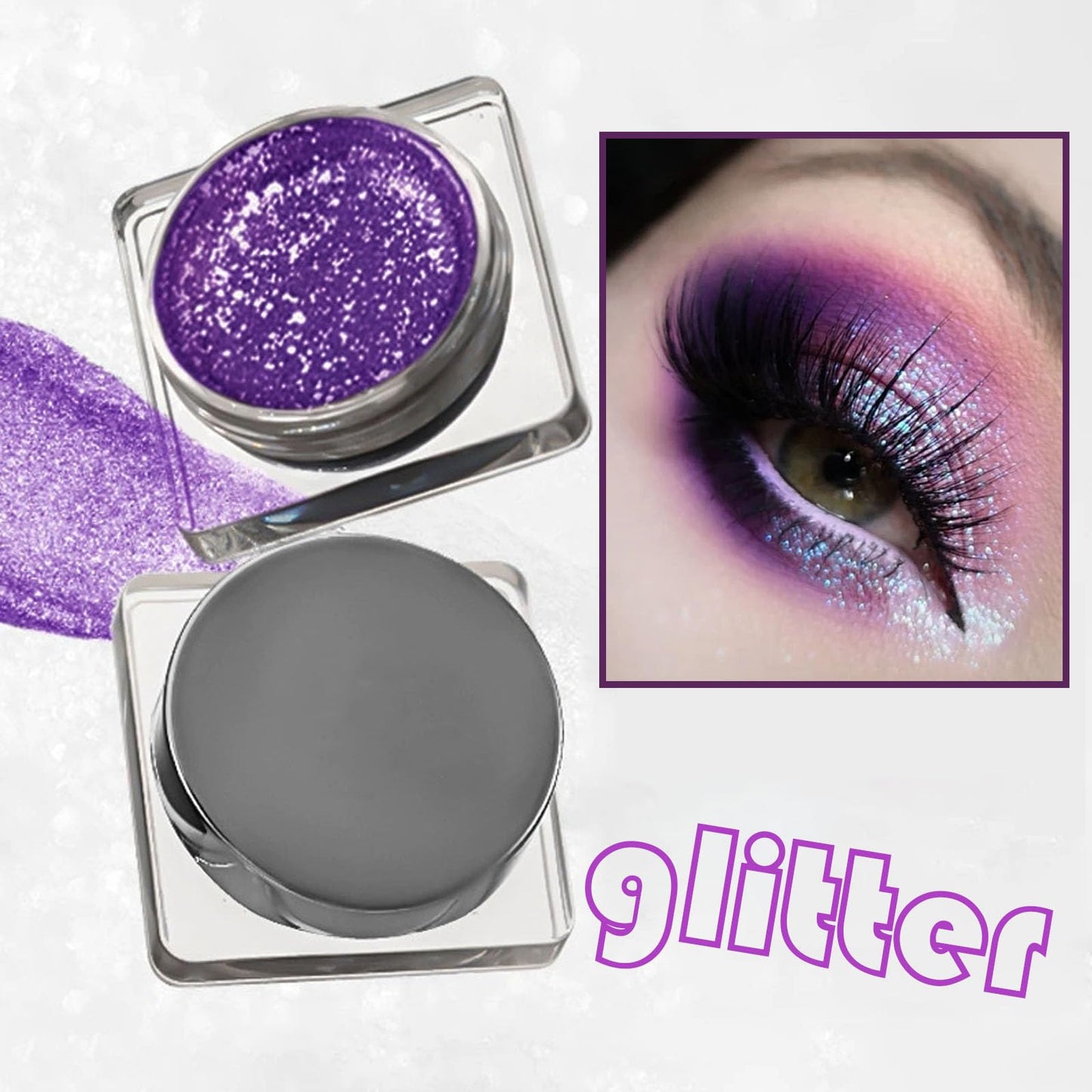 LYNTYAOU Purple Glitter Eyeshadow, Creamy Shimmer Eye Shadow, Liquid Eyeshadow for Women Makeup, Metallic Single Eyes Shadows Cream, Soft Smooth Shiny Shimmering Cool Makeup Palettes