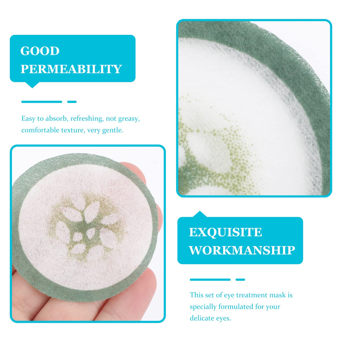 LALAFINA 100pcs Spa Cooling Eye Pads Cucumber Print Eye Patches Eyelash Pad Disposable Vegetable Eye Patches Non- woven Eye Masks Paper for Home Travel Salon