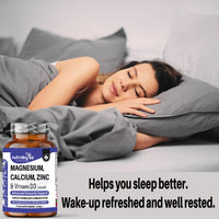 Magnesium Calcium Zinc & Vitamin D3 Vegan Supplement, Advanced Immunity Support, High Strength Vitamin D3, Strong Bones & Teeth, Muscle Recovery, Sleep Better, 180 Vegan Capsules-6 Months Supply - UK