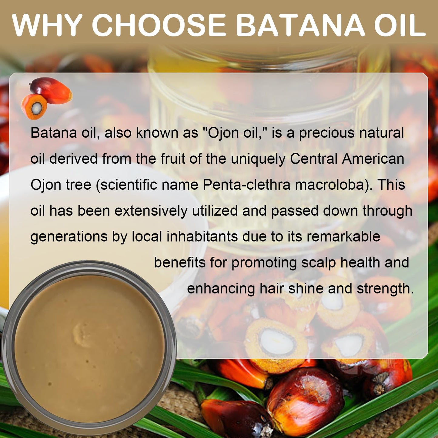 MINSHZEE Batana Oil for Hair Growth, 100% Pure Natural Batana Oil from Honduras, Organic Batana Oil as Hair Mask, Reduces Hair Loss Repairs Damaged Hair Scalp and Hair Care (120g)