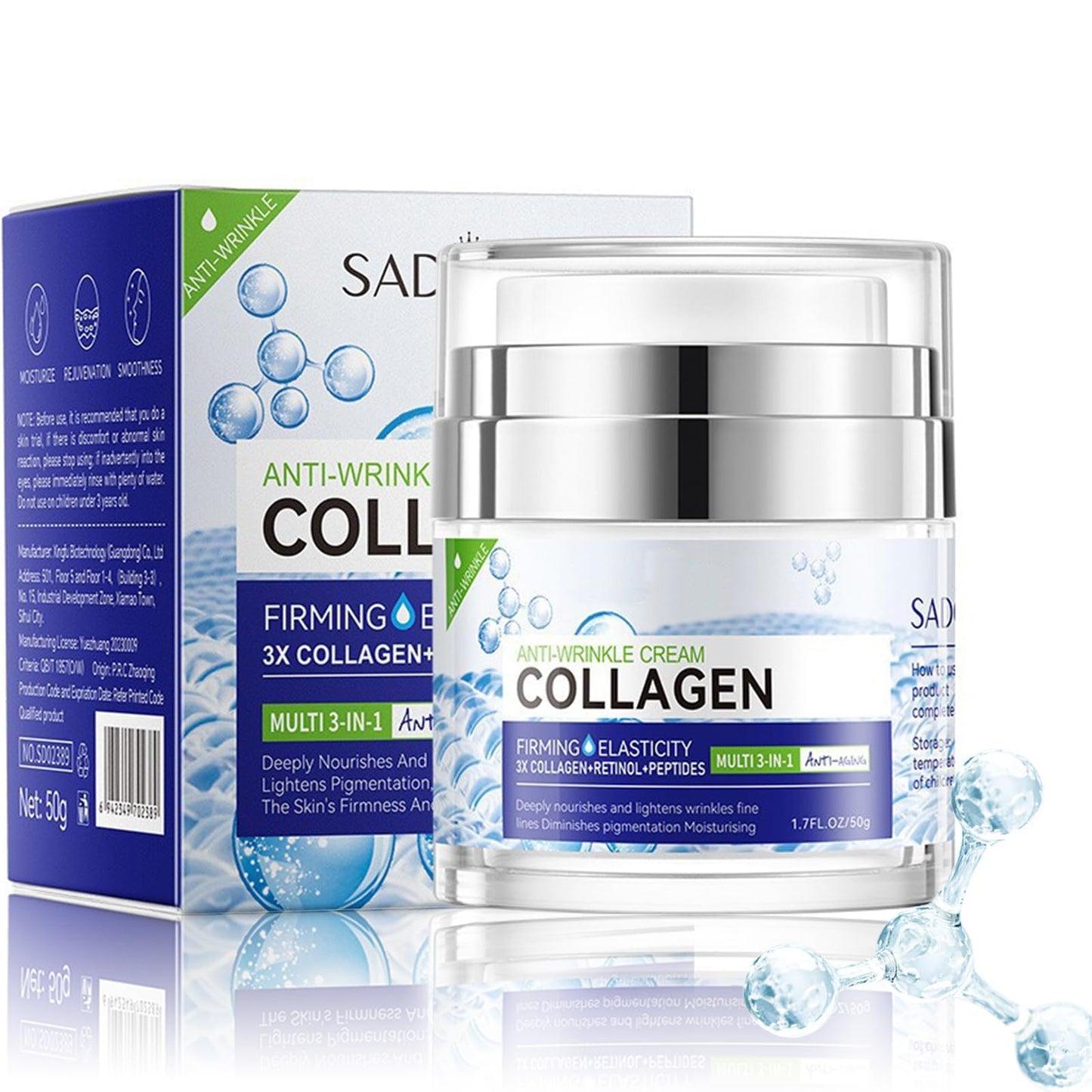 FALILUV Collagen Anti Wrinkle Face Cream With Retinol,Peptides-Anti Aging Face Cream For Mature Skin,Face Moisturiser Reduce Fine Lines Lifting And Firming Cream Facial Care