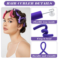 VEGCOO 42 Pcs Flexible Curling Rods Kit, 40 Pcs 9.5'' Flexi Rods in 0.3''/0.5'' Diameters with 2 Pcs Steel Pintail Comb for Long Hair, Short Hair, DIY Hair Salon