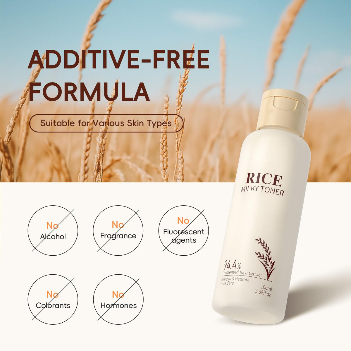 OKAQEE Rice Toner for Face - Milky Toner with 94.4% Rice Extract & Niacinamide - Skincare to-ner for Even Skin Tone - Hydrating Ri-ce Facial to-ner Serum - Gentle, pH-Balanced for Sensitive, Dry & Dull Skin