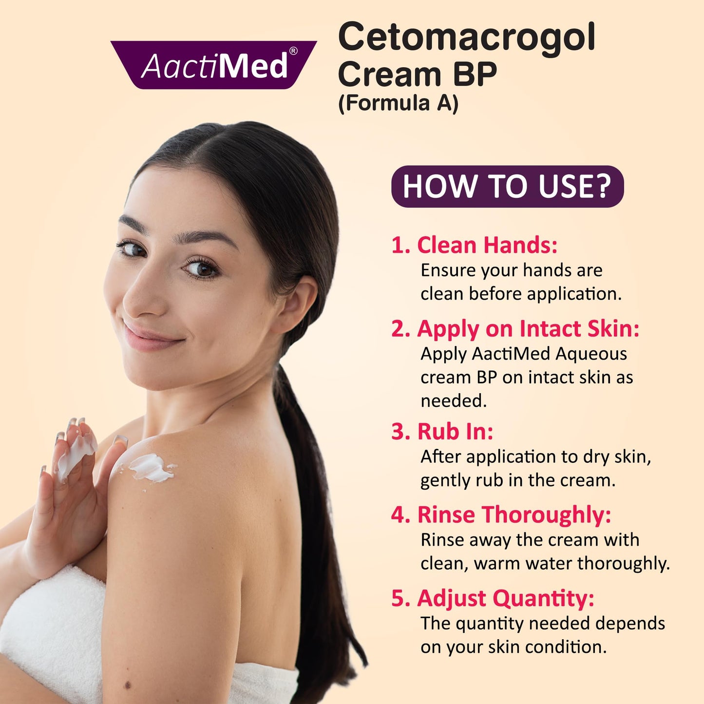 AactiMed ActiMed Cetomacrogol Cream BP– 500g | Emollient Moisturizer & Soap Substitute for Dry, Itchy Skin | Non-Greasy Skin Barrier Cream for Face & Body