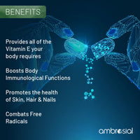 Ambrosial Vitamin E Capsules for Skin & Face VIT E 400 IU| Natural & Pure Vitamin E Oil Capsules |Highly Absorbable & High Strength| Hair Skin & Nail Vitamins for Women & Men (Pack of 1-60 Softgels)