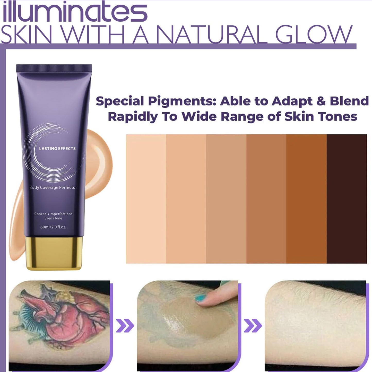 NLFOX All over Complexion Perfector - Body Coverage Perfector Waterproof - Tattoo Cover up Makeup - Body Concealer Full Coverage - Body Foundation Colour Corrector for Legs and Body, 60g