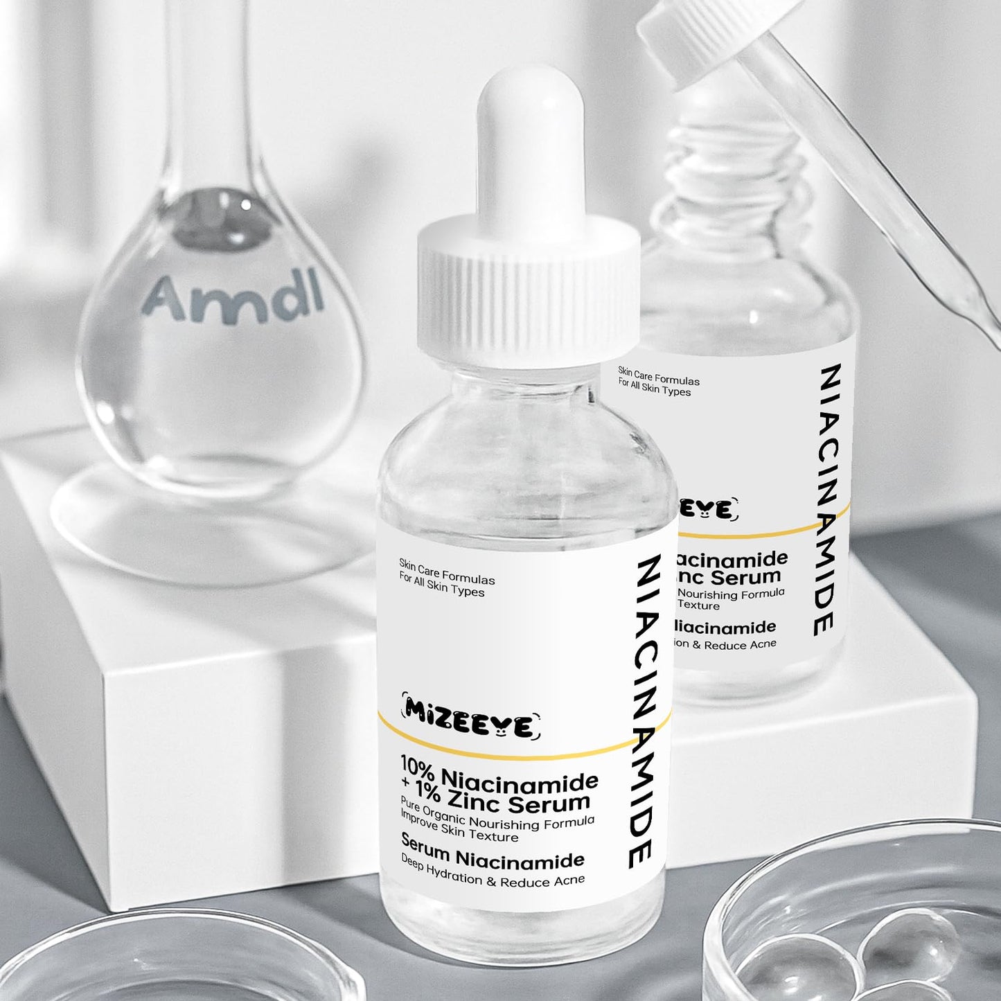 MIZEEYE Niacinamide Serum for Face, 2PCS Moisture Niacinamide Face Serum for Women, Niacinamide 10% + Zinc 1% Serum For Acne, Refreshing.