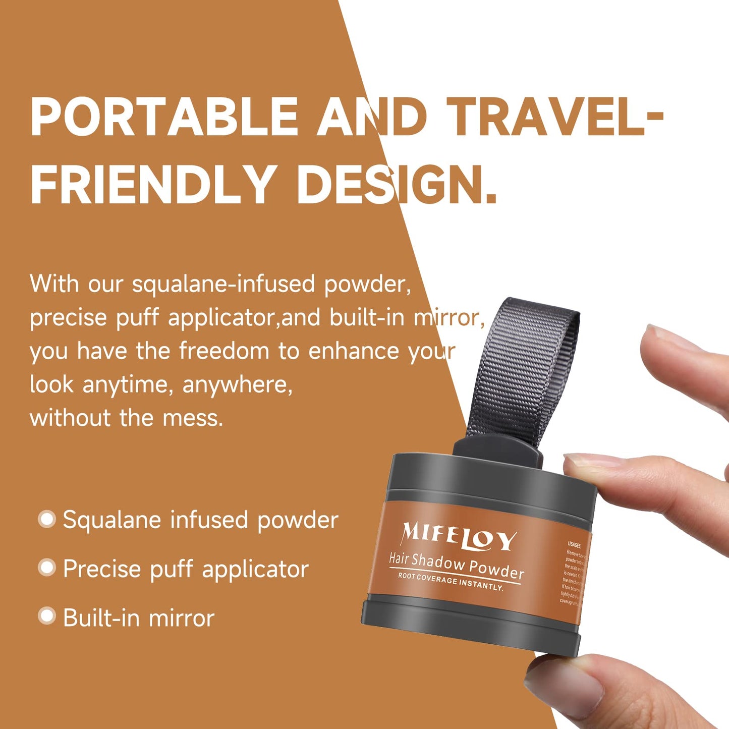 MIFELOY 2 Pcs Root Touch Up Powder, Cover Up Hair Color for Grays, Root Coverage, Men Roots Concealer for Beard Line Eyebrow, Women Instantly Shadow Powder for Thinning Grey Hairline, Light Brown