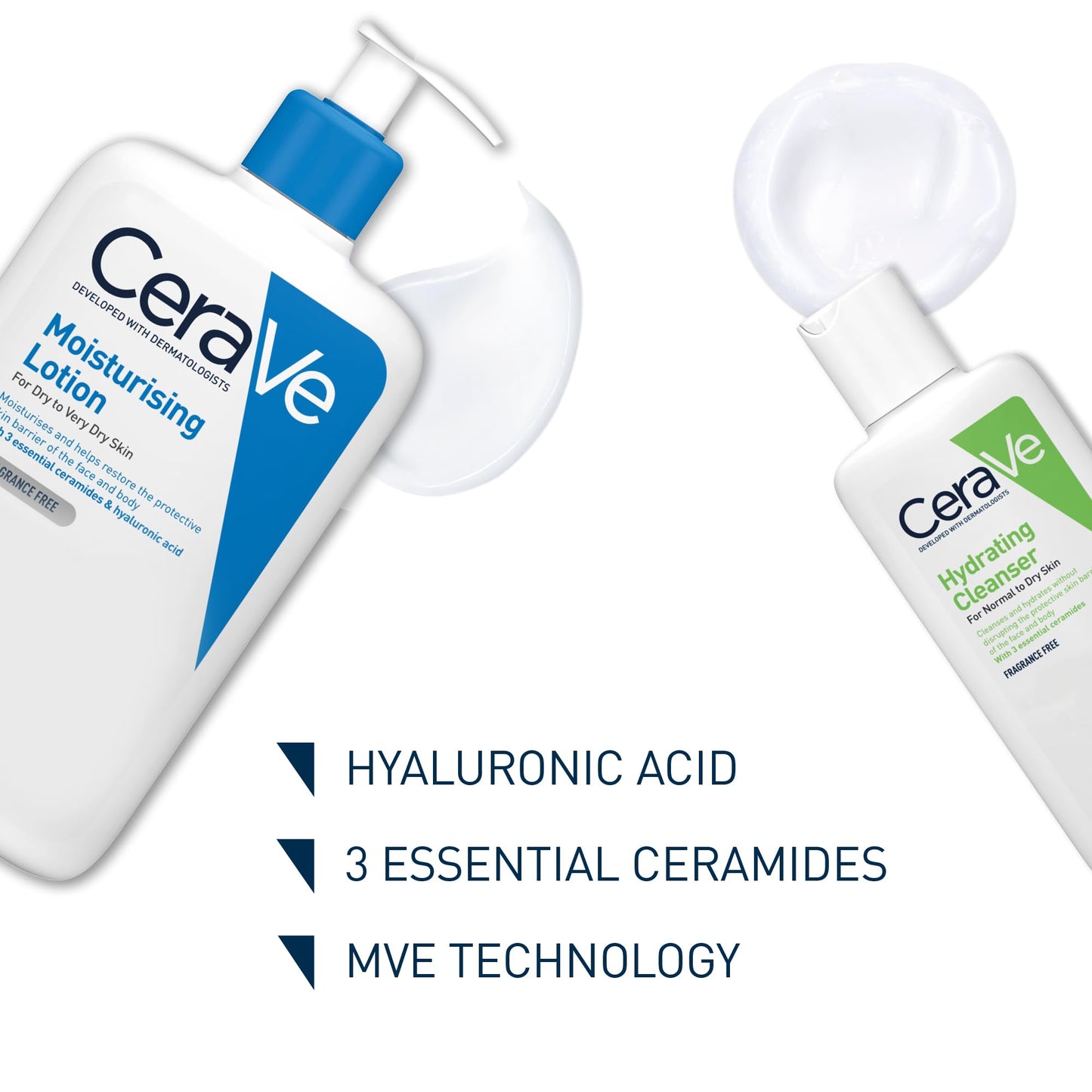 CeraVe Face & Body Routine for Dry Skin Travel Essentials- Moisturising Lotion 473ml & Hydrating Cleanser 88ml