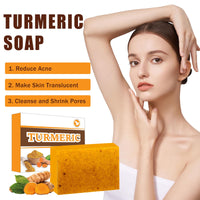 ISBEAUSOLS Turmeric Soap Bar for Body & Face - Natural Kojic Acid, Collagen, Vitamin C, Dark Spot Remover for Even Skin Tone, Dark Spots, Smooth Skin (100g)