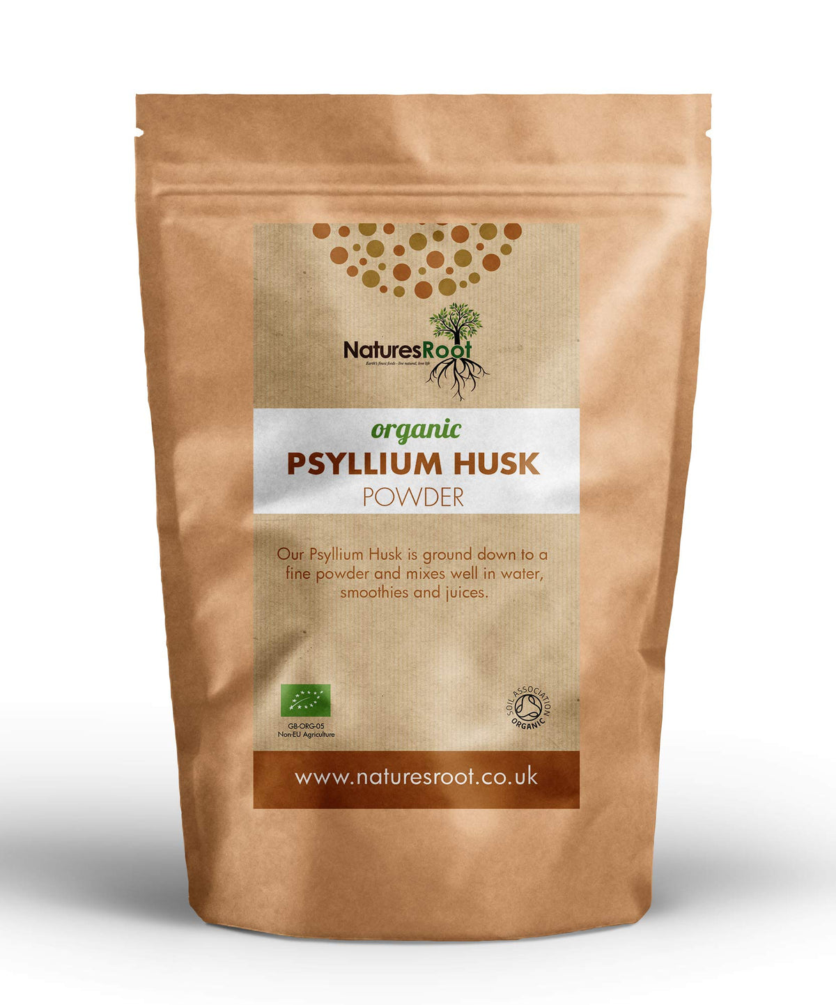 Natures Root Nature’s Root Organic Psyllium Husk Powder - Non-GMO | Natural Source of Soluble Fibre | Fine Milled in India | High Nutritional Value | Resealable Pouch (250g)