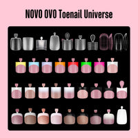NOVO OVO Short Toe Nail Tips Black French Tip Press on with Moon Curve, BERRY PINK Thick Sharp Square Toenail Extension, Soft Gel False Nail Kit, Need Builder Gel Top Coat, No Glue Included x15 Sizes 240 pcs