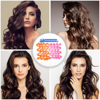 URAQT Hair Rollers No Heat, 24pcs Hair Curlers Styling Kit with Styling Hooks, Wave Hair Curlers for Long & Short Hair, DIY Hairstyle Styling Tools 30cm
