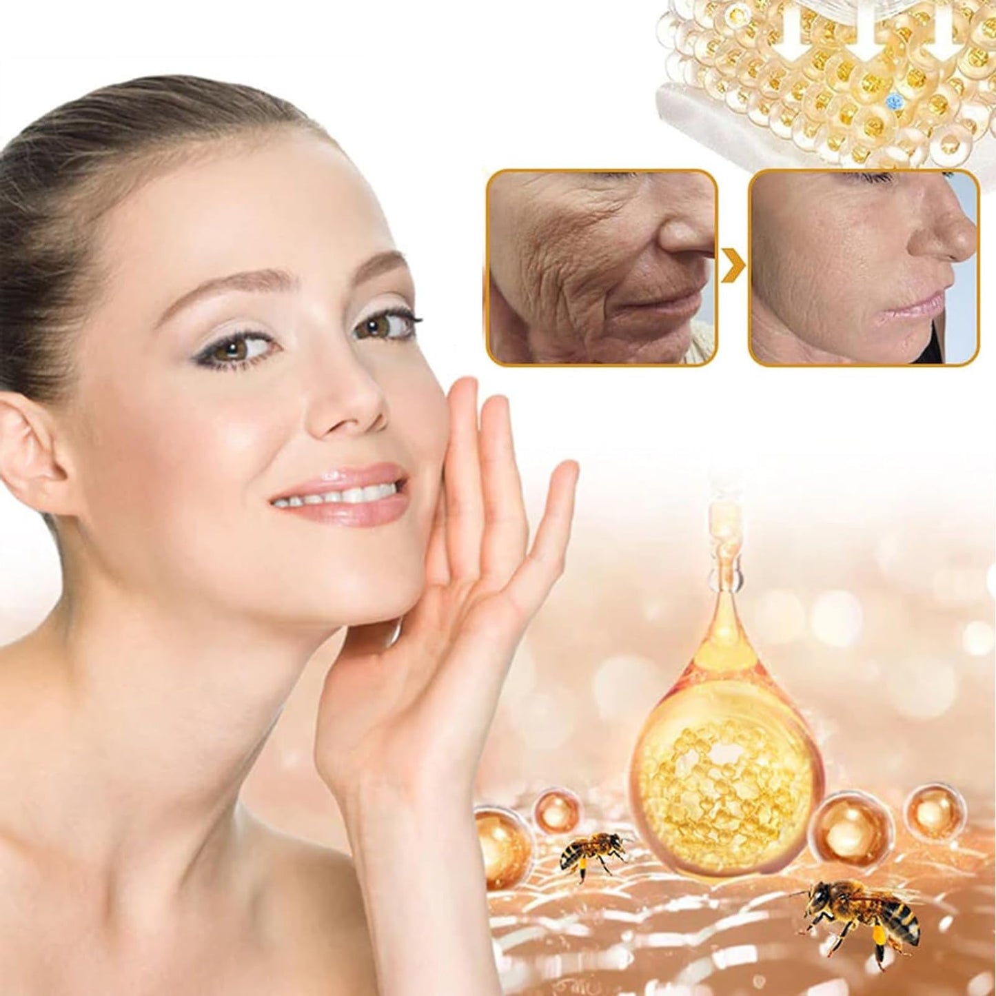 RuverLand 4 PCS Bee Venom Cream Anti-Wrinkle, Face and Neck Cream Moisturiser, Wrinkle Removal & Firming, Moisturizing, Lifting & Recovery for All Skin Type, Anti-Aging Bee Venom Cream