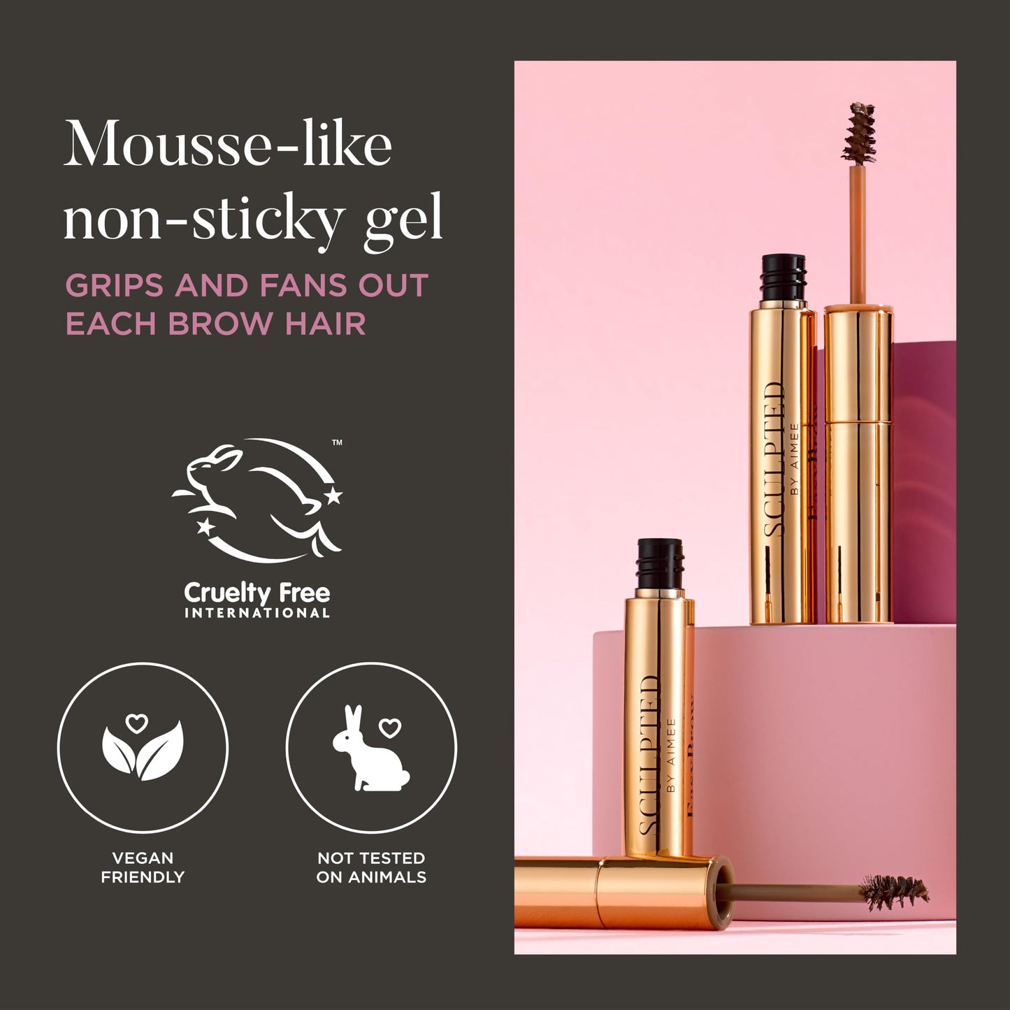 SCULPTED by Aimee EasyBrow Medium Brown from Sculpted by Aimee - Travel-Friendly, Double-Ended, Vegan 2-in-1 Tinted Fibre or Clear Eyebrow Gel with Spoolie