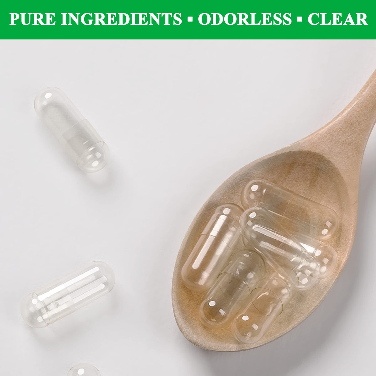wananfu WANANFU Size 1 Empty Capsules Vegetarian (500 Count) Bundle with Micro Lab Spoon with Powder Tamper, Compatible with Capsule Filling Machine