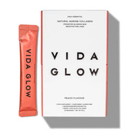 Vida Glow - Natural Hydrolysed Marine Collagen Sachets | Promotes Glowing Skin + Smooths Fine Lines (Peach, 30 Sachets)