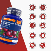 Zipvit Triple Strength Cranberry 60,000mg, High Strength Cranberry Extract with Vitamin C, 90 Vegan Capsules for Immune Support, 1 Month Supply, Supplement for Men & Women