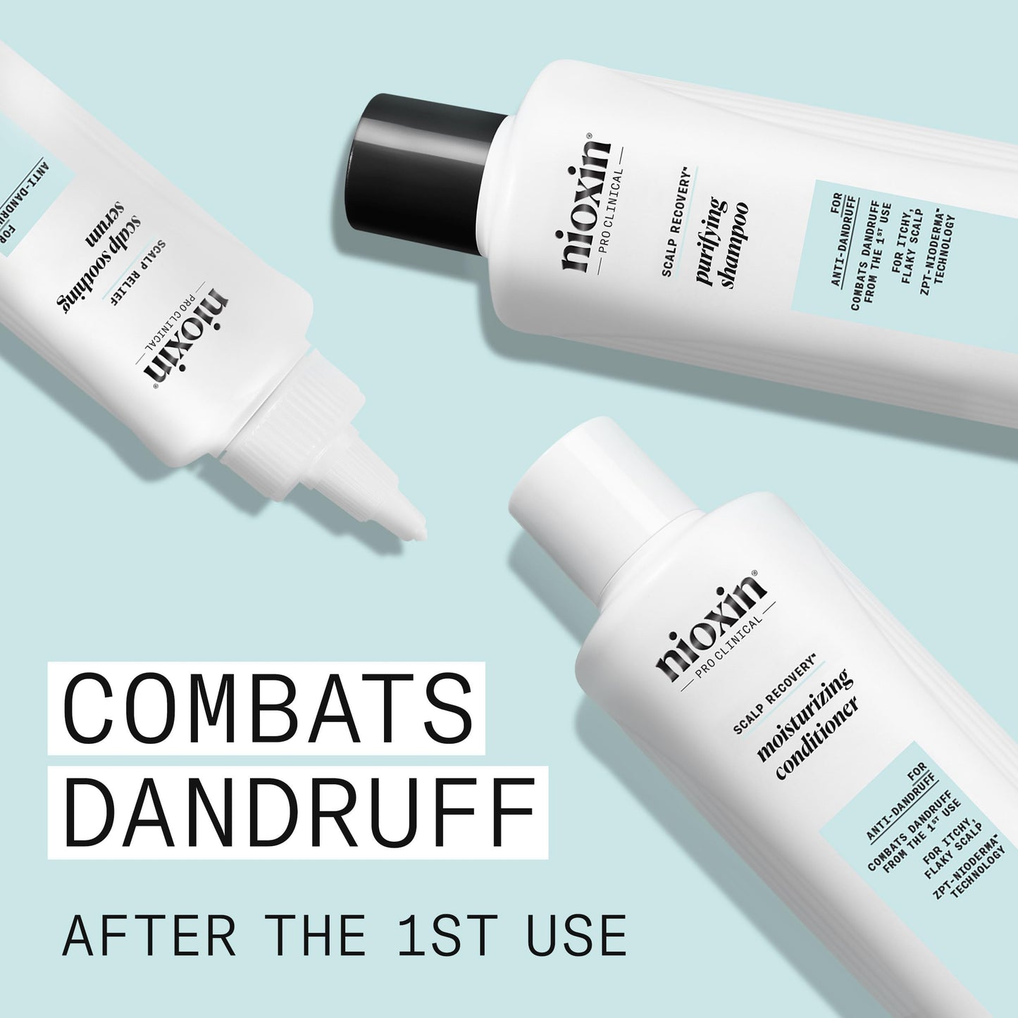 NIOXIN Nioxin Scalp Recovery™ System Kit - Itching and Scalp Dandruff - Anti-Dandruff Shampoo, Conditioner & Serum (200+200+100ml)