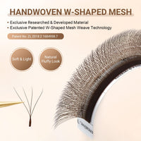 NAGARAKU Dark Brown 4D Lashes，W Shape Eyelash Extensions 0.07mm C Curl 8-15mm Mix Volume Lashes Hand Woven Long Stem Matte Black Premade Fans 4 Tips False Eyelash