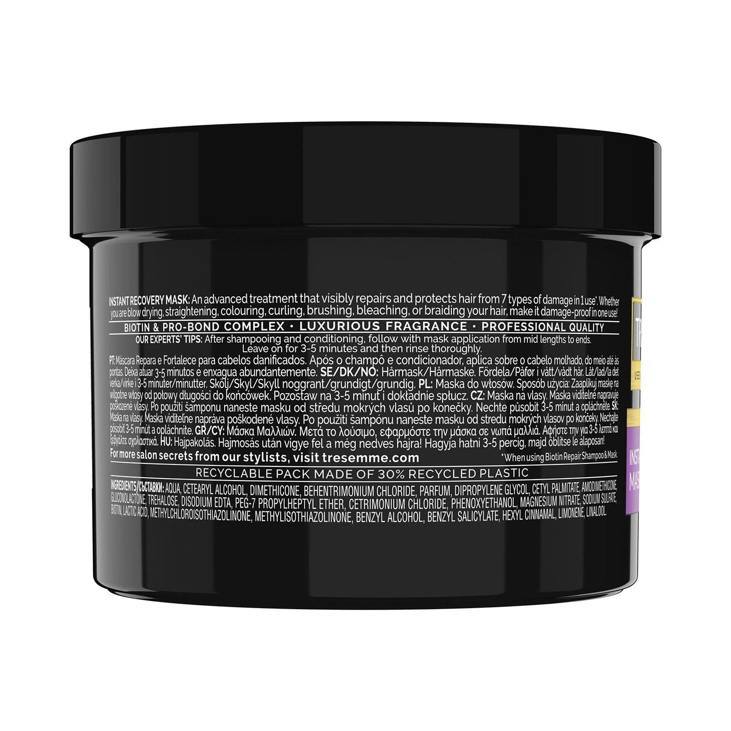 TRESemmé TRESemme Biotin Repair Instant Recovery Hair Mask Rinse-out Hair Treatment with Biotin and Pro-Bond Complex for Visible Repairs of Damaged Hair, 440ml Pack 4