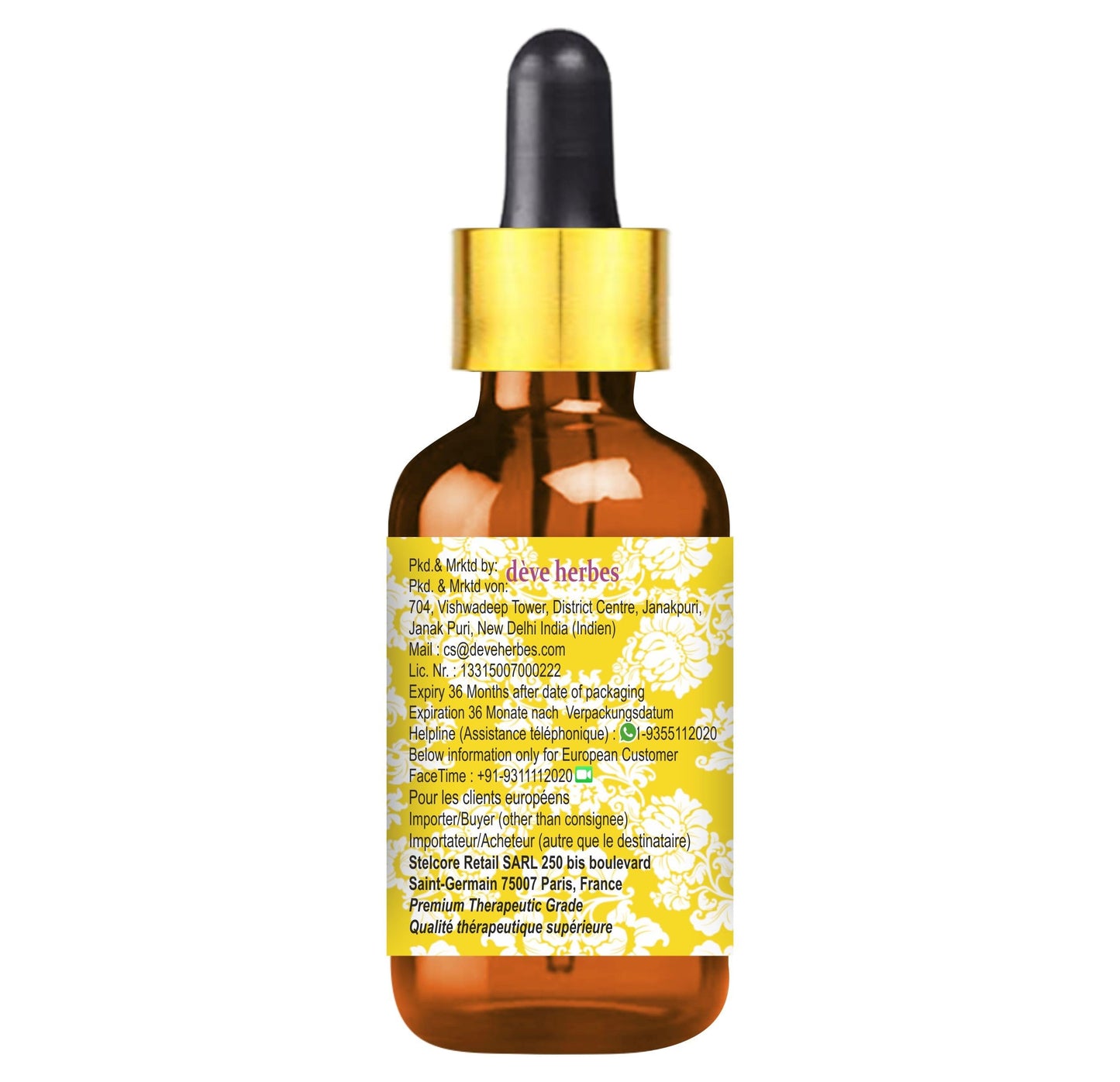 Deve Herbes Pure Malkangani (Malkangni/Jyotishmati) Oil (Celastrus paniculatus) with Glass Dropper Cold Pressed 5ml (0.16 oz)
