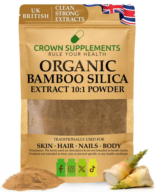 vegishake Organic Silica Extract 10:1| High Strength Naturally Sourced Silica Supplement | for Skin Health and Mobility | Vegan Capsules | from Bamboo Extract | UK Made (100G)