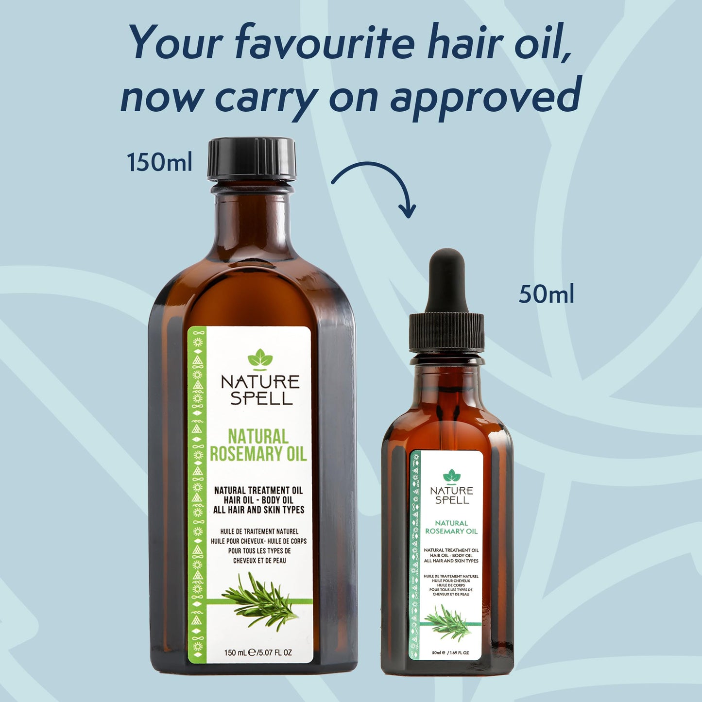 Nature Spell Bond Repair Travel Set, Includes Rosemary Oil, Shampoo & Conditioner, Protecting & Repairing, Vegan, Set of 3