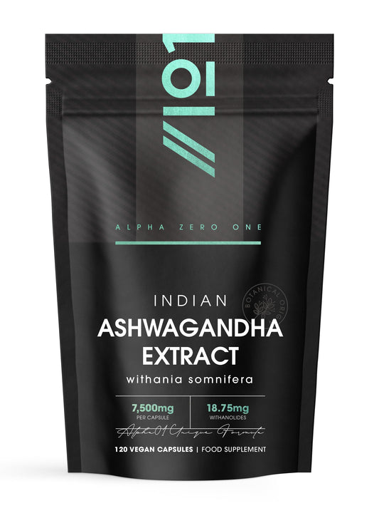 ALPHA01 Ashwagandha Extract 7500mg - Potent 5% Withanolides (18.75mg) - Made with BioPerine® Black Pepper for Higher Bioavailability - 120 Vegan Capsules